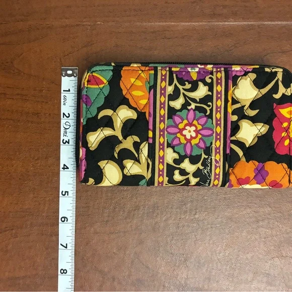 Vera Bradley Floral Suzani Pattern Black, Orange and Purple Wallet - Picture 9 of 9